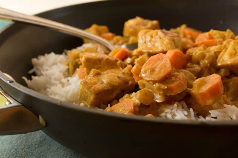 Golden Tofu (or Chicken) with Nutty Coconut-Lime Sauce