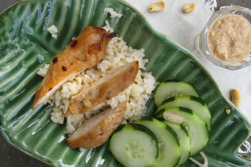 Indonesian Chicken Satay-3915 Indonesian Chicken Satay with Peanut Butter Dipping Sauce