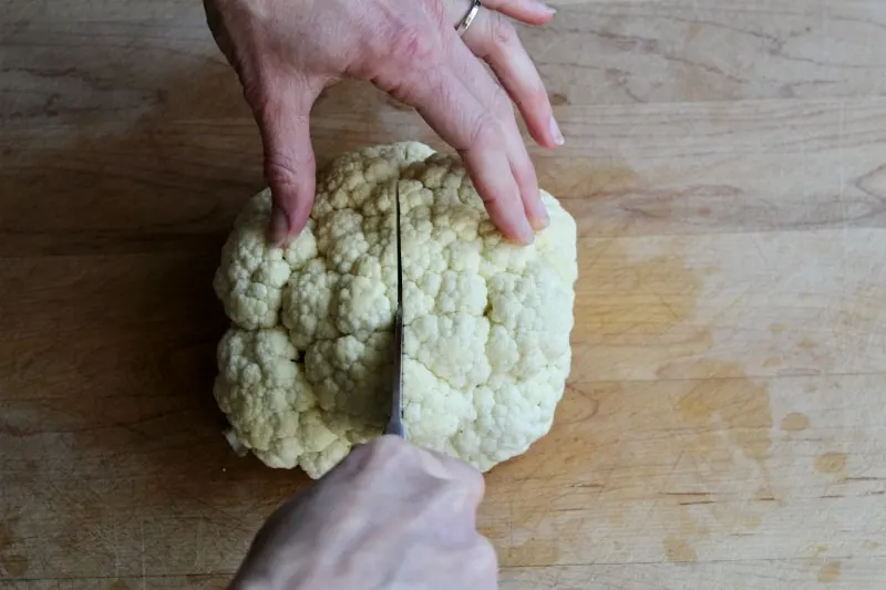 Cut Cauliflower in Half
