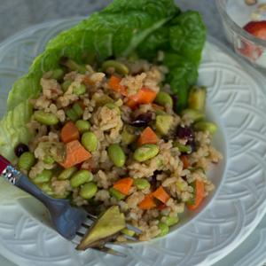 Asian Edamame and Brown Rice Salad with Avocado
