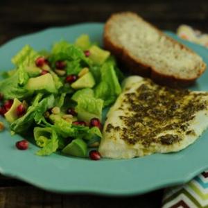 Baked Halibut with Pesto