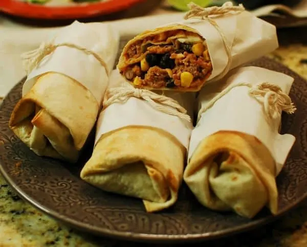 Baked Turkey and Corn Burritos