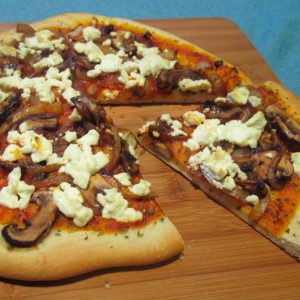 Caramelized Onion, Mushroom, and Goat Cheese Pizza