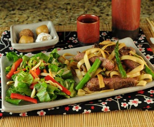 Chinese Lo Mein Noodles with Asparagus - The Scramble