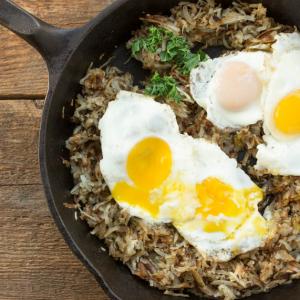 Crispy Hash Browns with Sunny Side Up Eggs