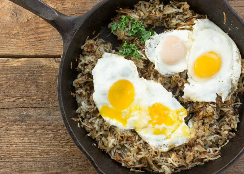 Crispy Hash Browns with Sunny Side Up Eggs