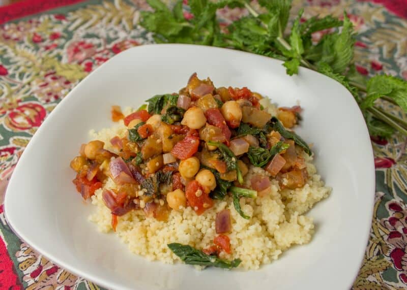 Divine Eggplant and Chickpeas with Mint