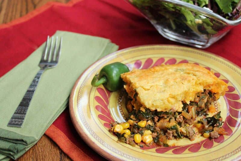 Fiesta Casserole with Cheddar Cornbread Crust