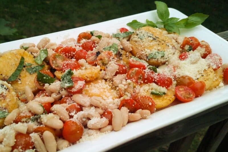 Grilled Italian Polenta with Fresh Tomatoes and Beans