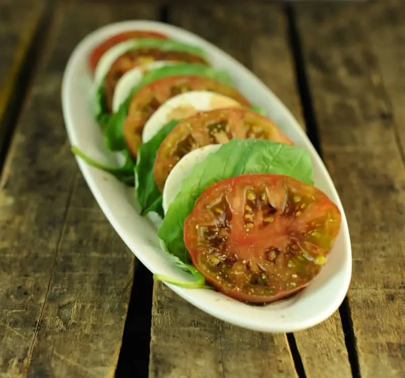 Sliced Tomato, Basil, and Mozzarella Salad