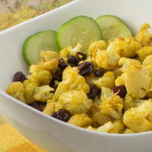 Curried Cauliflower with Currants or Cranberries