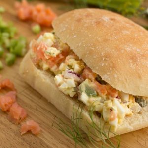 Danish Egg Salad Sandwiches with Smoked Salmon