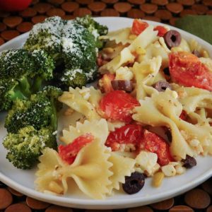 Farfalle with Feta Cheese and Plum Tomatoes