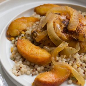 Farmer’s Market Chicken with Curried Peaches and Onions