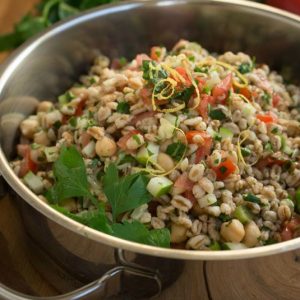 Farro Tabouli with Chickpeas and Tomatoes