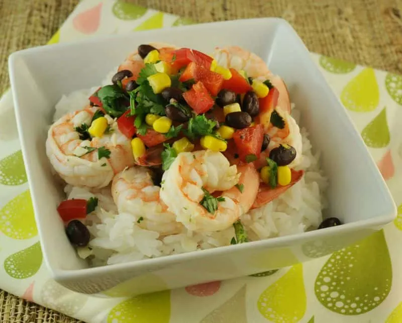 Garlic Lime Shirimp with Black Bean and Corn Salad