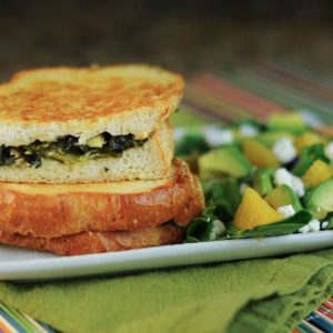 Grilled Cheese with Kale, Artichokes, and Asiago Cheese