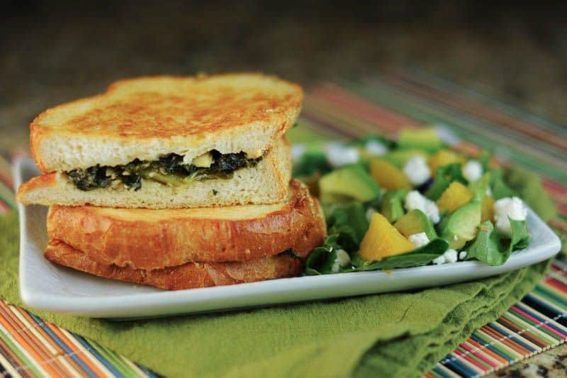 Grilled Cheese with Kale, Artichokes, and Asiago Cheese