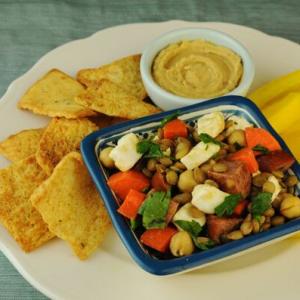 Lentil, Chickpea, and Carrot Salad with Feta Cheese