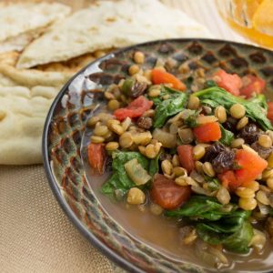 Lovely Lentils with Spinach and Tomatoes