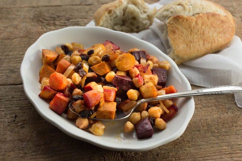 Moroccan Roasted Root Vegetables with Chickpeas