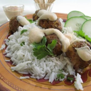 Mumbai Meatballs with Chutney-Yogurt Dipping Sauce