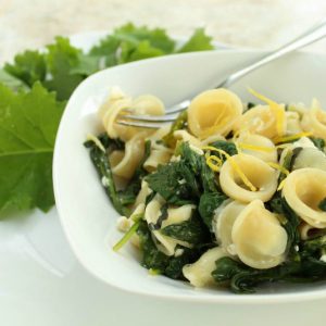 Orecchiette with Baby Spinach, Mint and Feta