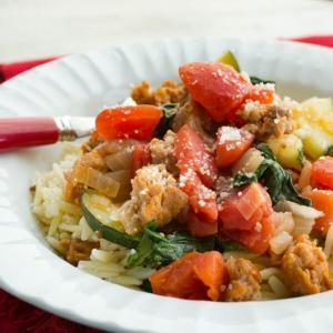 Orzo with Italian Vegetables and Sausage