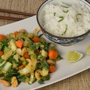 Pan-Asian Stir-Fry with Carrots, Cashews, and Bok Choy
