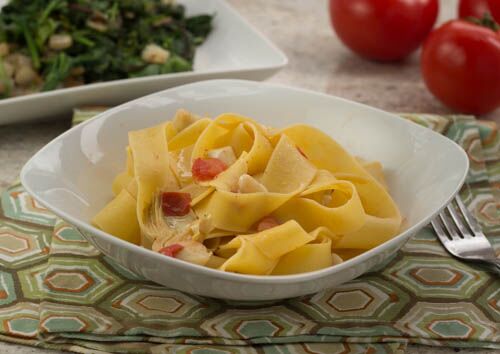 Pappardelle with Artichokes and Fresh Mozzarella - The Scramble