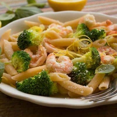 Penne with Broccoli and Lemon Butter Garlic Shrimp - The Scramble
