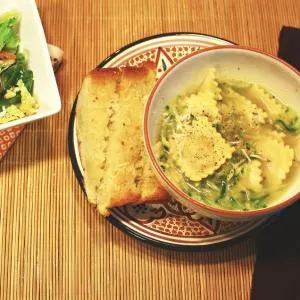 Ravioli Soup with Grated Zucchini
