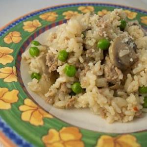 Risotto with Sausage, Mushrooms, and Peas