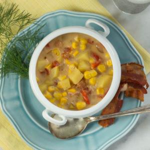 Roasted Corn, Potato, and Bacon Chowder