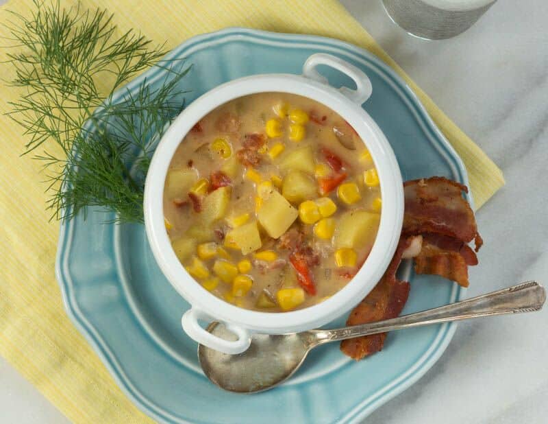Roasted Corn, Potato, and Bacon Chowder - The Scramble