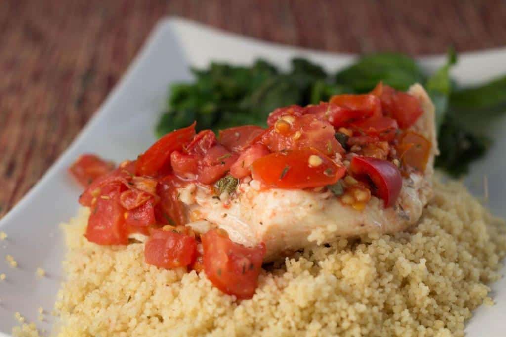 Rockfish with Tomatoes and Herbs Baked in a Foil Packet