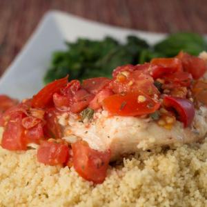 Rockfish with Tomatoes and Herbs Baked in a Foil Packet