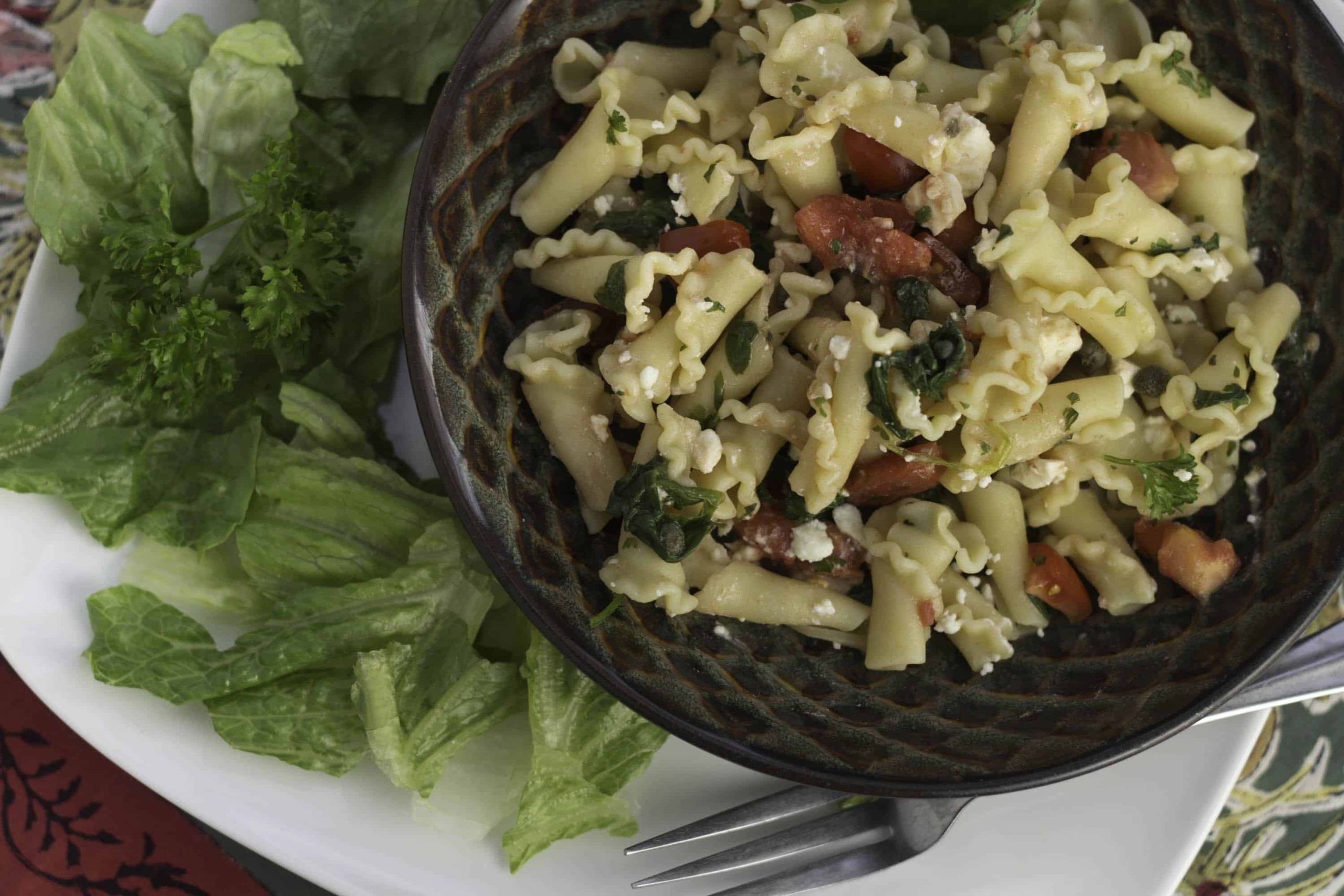 Ruffled Noodles with Spinach, Feta, and Tomatoes The Scramble