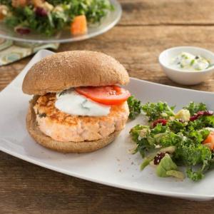 Salmon Sliders with Yogurt-Chive Sauce