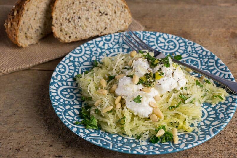 Spaghetti Squash with Lemon-Herb Gremolata and Creamy Ricotta