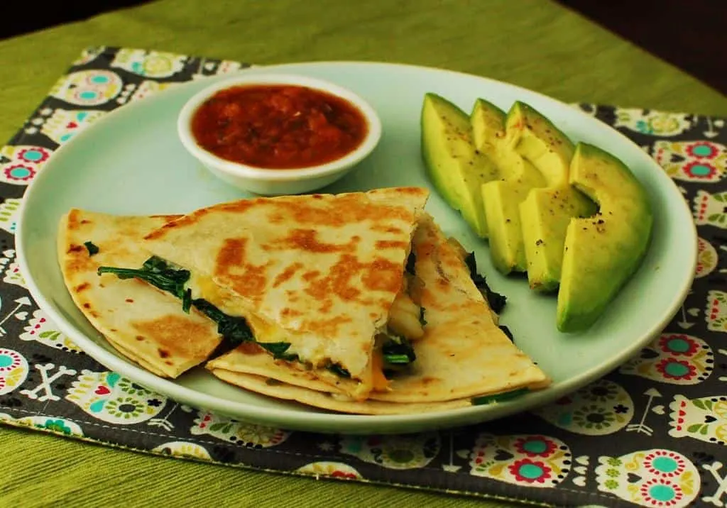 Spinach and Onion Quesadillas