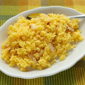 Steamed Rice with Caramelized Onions