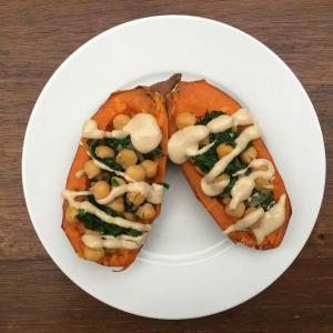 Stuffed Sweet Potatoes with Tahini Dressing