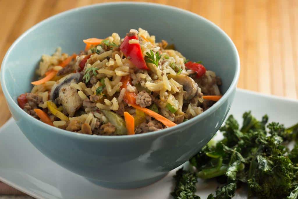 Thai Rice Pot with Mushrooms and Peppers