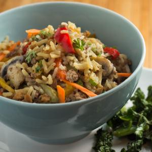 Thai Rice Pot with Mushrooms and Peppers