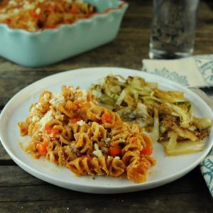 Three Cheese Rotini with Red Peppers and Shallots