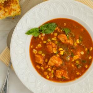 Tomato, Basil, and Corn Soup