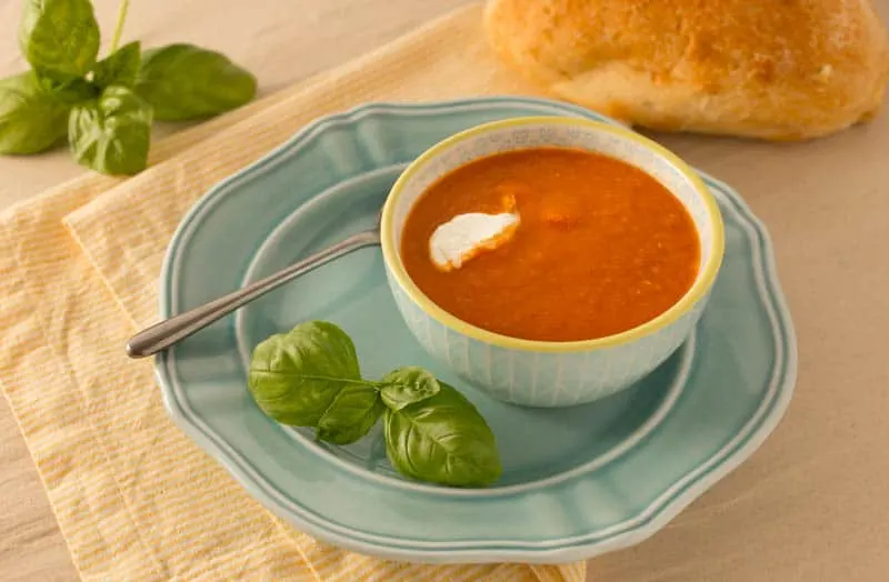 Tomato Soup with Basil and Goat Cheese