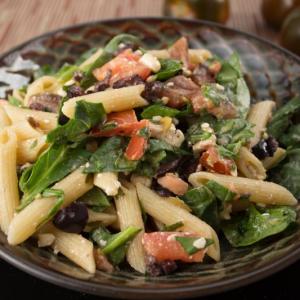 Warm Pasta Salad with Arugula or Spinach