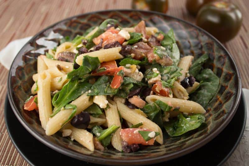 Warm Pasta Salad with Arugula or Spinach